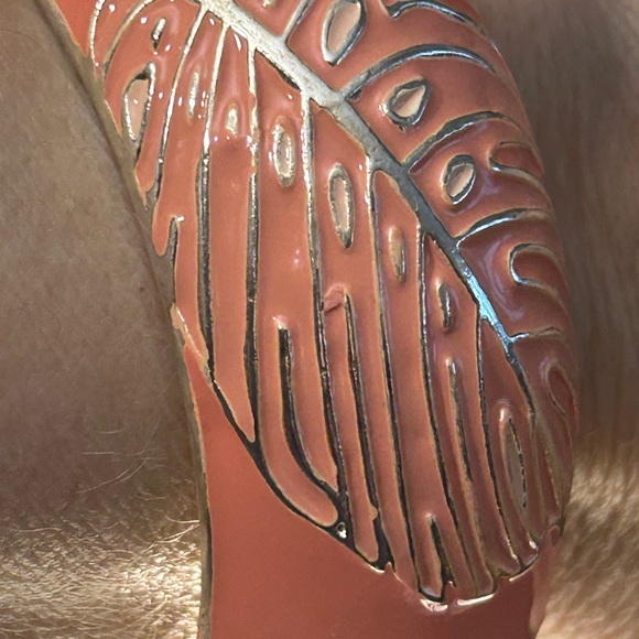 Enamel Bangle Clamper Bracelet by SEQUIN NWT Peach - Picture 2 of 4